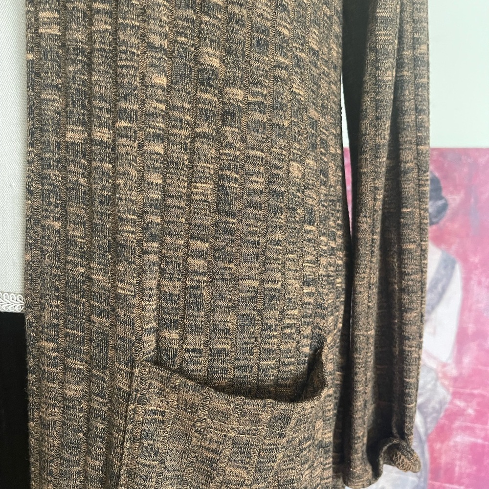 Lisa Rinna Collection Brown Ribbed Duster - Picture 3 of 5